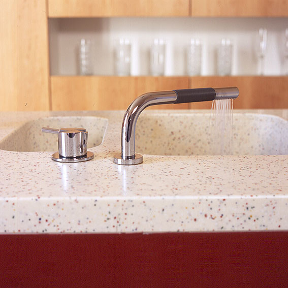 marble sink and modern tap.